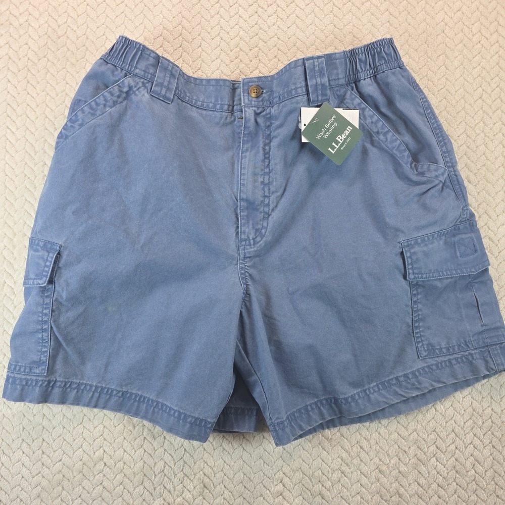 LL Bean Tropic Weight Cargo Shorts Mens 35 Blue Comfort Waist 6in Inseam 224994